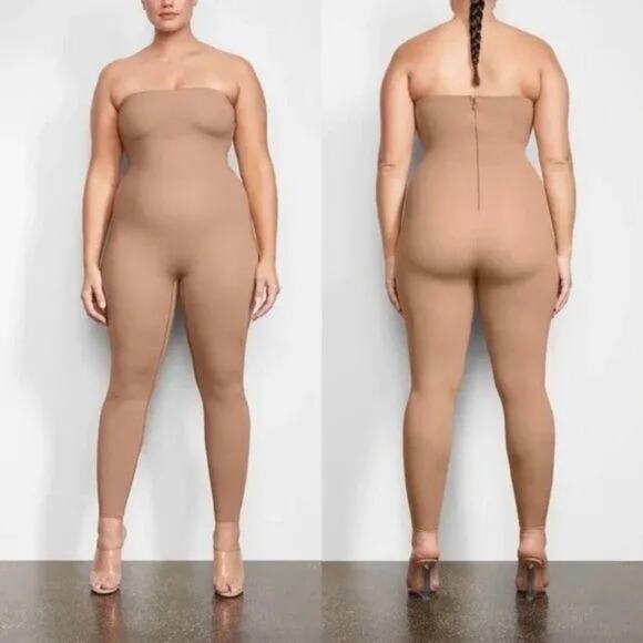SKIMS All In One Strapless Bodysuit Jumpsuit Sexy Date Bodycon Sienna Tan 3X NWT - Picture 1 of 16